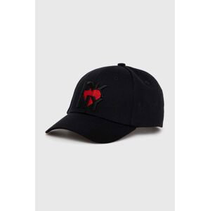 Bavlněná baseballová čepice Dkny HEART OF NY černá barva, s aplikací, D2B4B147