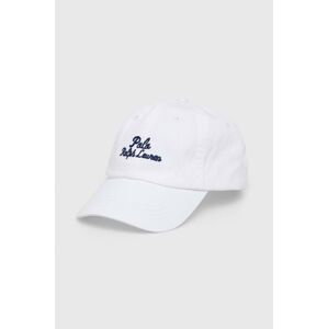 Bavlněná baseballová čepice Polo Ralph Lauren bílá barva, s aplikací, 211949924