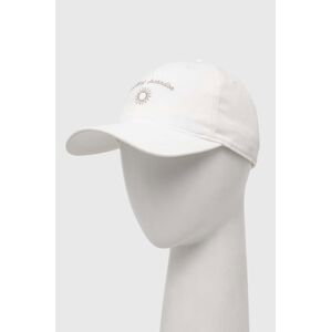 Bavlněná baseballová čepice Hollister Co. bílá barva, s potiskem