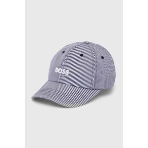 Bavlněná čepice BOSS tmavomodrá barva, vzorovaná, 50513203