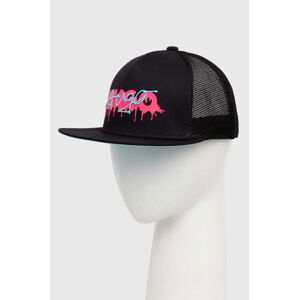 Bavlněná baseballová čepice HUGO černá barva, s potiskem, 50513388