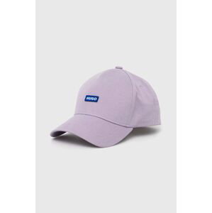 Bavlněná baseballová čepice Hugo Blue fialová barva, s aplikací, 50522266