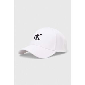 Bavlněná baseballová čepice Calvin Klein Jeans bílá barva, s aplikací, K50K511805