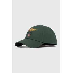 Bavlněná baseballová čepice Aeronautica Militare zelená barva, s aplikací