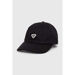 Bavlněná baseballová čepice Hummel černá barva, s aplikací
