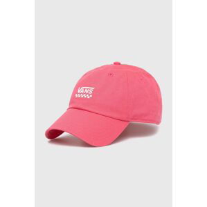 Bavlněná baseballová čepice Vans růžová barva, s aplikací