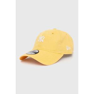 Bavlněná baseballová čepice New Era žlutá barva, s aplikací, NEW YORK YANKEES