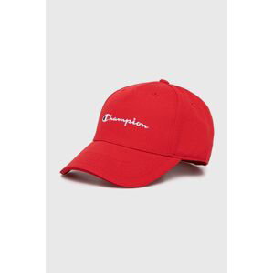 Bavlněná baseballová čepice Champion červená barva, s aplikací, 805973