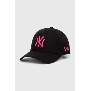 Bavlněná baseballová čepice New Era 9FORTY NEW YORK YANKEES černá barva, s aplikací, 60503372