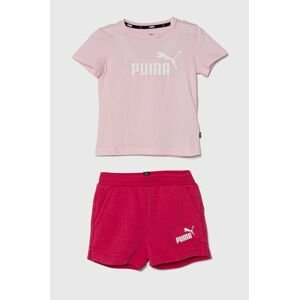 Dětská souprava Puma Logo Tee & Shorts Set růžová barva