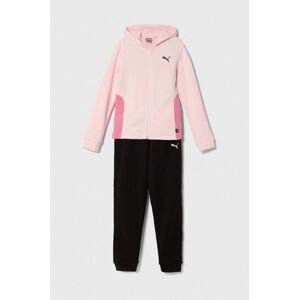 Dětská tepláková souprava Puma Hooded Sweat Suit TR cl G růžová barva