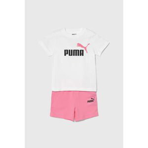Dětská bavlněná souprava Puma Minicats & Shorts Set růžová barva