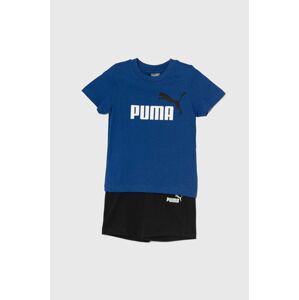 Dětská bavlněná souprava Puma Minicats & Shorts Set tmavomodrá barva