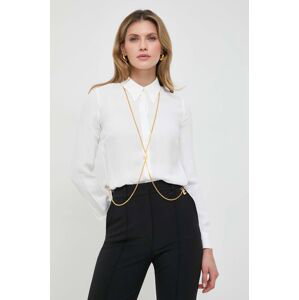 Košile Elisabetta Franchi dámská, béžová barva, slim, s klasickým límcem, CA02241E2