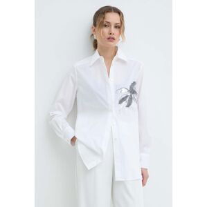 Košile Marella dámská, bílá barva, relaxed, s klasickým límcem, 2413111121200