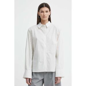 Bavlněná košile Gestuz bílá barva, relaxed, s klasickým límcem, 10908660