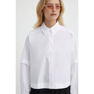 Bavlněná košile Ivy Oak bílá barva, relaxed, s klasickým límcem, IO112327