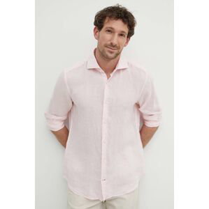 Lněná košile Joop! Pai růžová barva, regular, s italským límcem, 3004138910011210