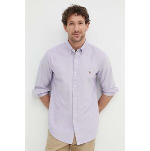 Bavlněná košile Polo Ralph Lauren fialová barva, regular, s límečkem button-down, 710805562