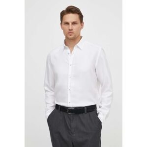 Košile BOSS pánská, bílá barva, regular, s klasickým límcem, 50513378