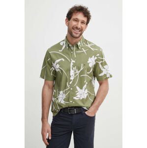 Bavlněná košile Tommy Hilfiger zelená barva, regular, s límečkem button-down, MW0MW34587