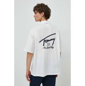 Bavlněná košile Tommy Jeans bílá barva, relaxed, DM0DM19139