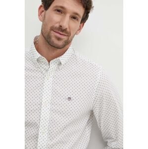 Bavlněná košile Gant bílá barva, slim, s límečkem button-down