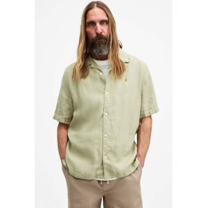 Košile AllSaints AUDLEY SS SHIRT pánská, zelená barva, relaxed, M016SA