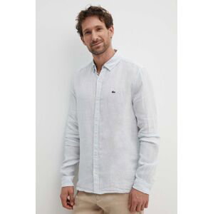 Lněná košile Lacoste regular, s límečkem button-down, CH5692T