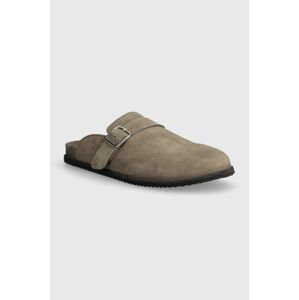 Semišové pantofle GARMENT PROJECT Blake Clog dámské, šedá barva, GPWF2538
