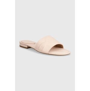 Kožené pantofle Lauren Ralph Lauren Alegra dámské, růžová barva, 802935537002