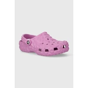 Pantofle Crocs Classic Geometric Clog dámské, fialová barva, 209563