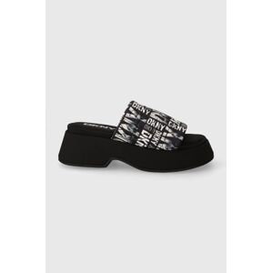 Pantofle Dkny IDRIS SKYLINE dámské, černá barva, na platformě, K1422030