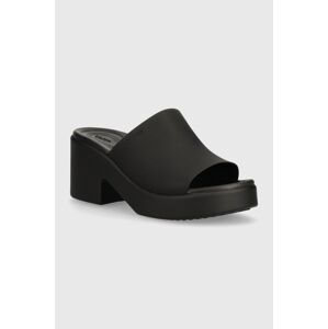 Pantofle Crocs Brooklyn Slide Heel dámské, černá barva, na podpatku, 209408