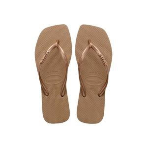 Žabky Havaianas SQUARE LOGO METALLIC dámské, zlatá barva, na plochém podpatku, 4148257.5282