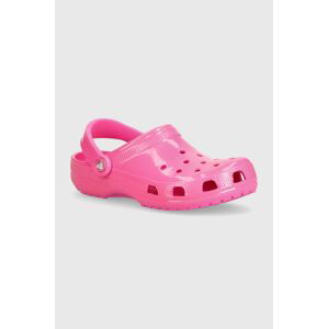 Dětské pantofle Crocs Classic Neon Highlighter Cg růžová barva