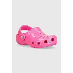 Dětské pantofle Crocs Classic Neon Highlighter Cg růžová barva