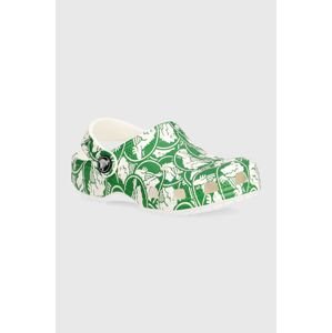 Dětské pantofle Crocs Classic Duke Print Clog zelená barva