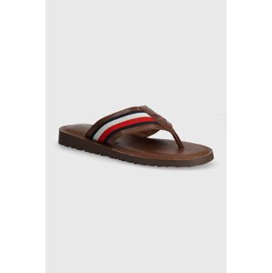 Žabky Tommy Hilfiger CORE TOE POST SANDAL pánské, hnědá barva, FM0FM05011