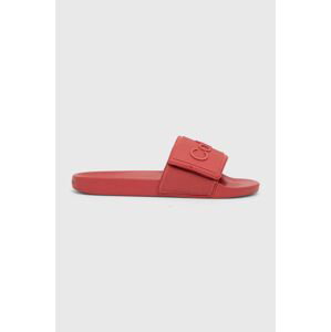 Pantofle Calvin Klein ADJ POOL SLIDE TPU pánské, červená barva, HM0HM01437