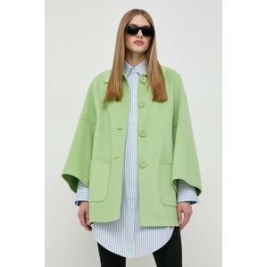 Vlněný kabát Luisa Spagnoli zelená barva, přechodný, oversize