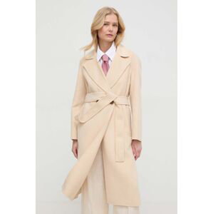 Vlněný kabát Marella béžová barva, přechodný, dvouřadový, 2413011021200