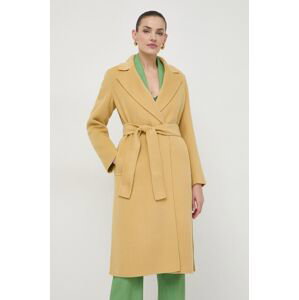 Vlněný kabát Marella žlutá barva, přechodný, dvouřadový, 2413011021200