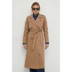 Trench kabát Aeronautica Militare dámský, béžová barva, přechodný, dvouřadový