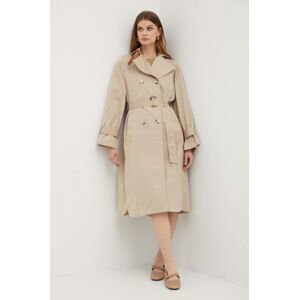 Trench kabát MAX&Co. dámský, béžová barva, přechodný, dvouřadový, 2416021013200