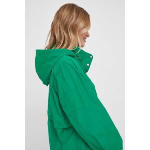Bunda Tommy Hilfiger dámská, zelená barva, přechodná, oversize, WW0WW41554