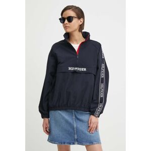 Bunda Tommy Hilfiger dámská, tmavomodrá barva, přechodná, oversize, WW0WW41507