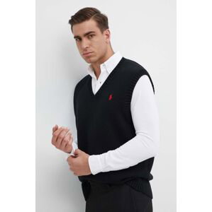 Bavlněná vesta Polo Ralph Lauren černá barva, 710A33366