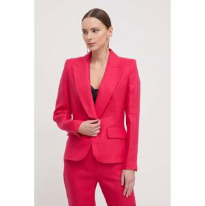 Plátěná bunda Luisa Spagnoli růžová barva, jednořadá, hladká
