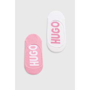 Ponožky HUGO 2-pack dámské, růžová barva, 50516398